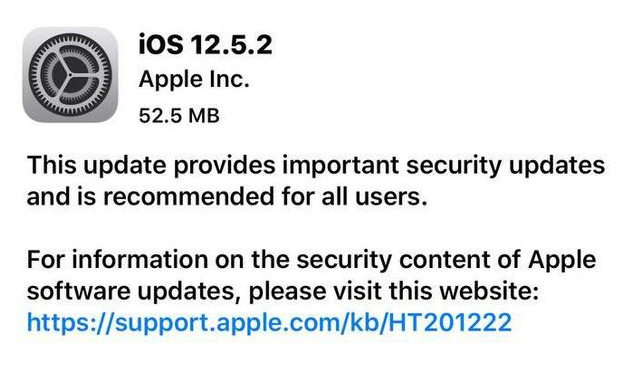 乌伊岭苹果手机维修分享iOS12.5.2发布，建议所有老苹果用户安装 
